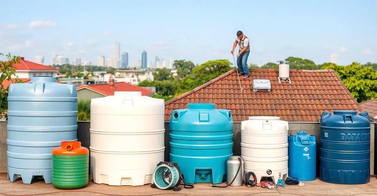 Tipos de caixas de água disponíveis